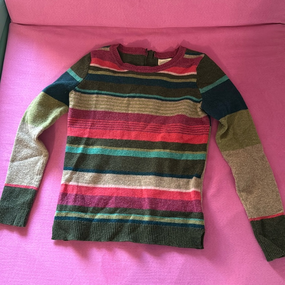LUCY & LAUREL 100% Extra Fine Merino Wool Striped Sweater